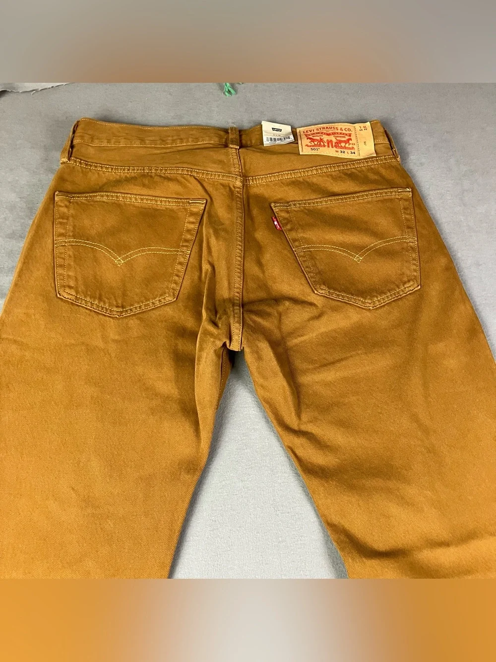 Levis 501 Original Jeans Men’s Size 32x34 Mustard Brown Button Fly NWT!